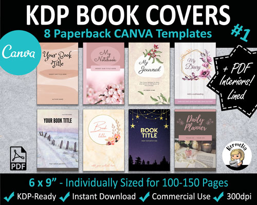 FREE KDP COVERS  6x9 Paperback Canva Template for  KDP Books -  KermeliaDesigns